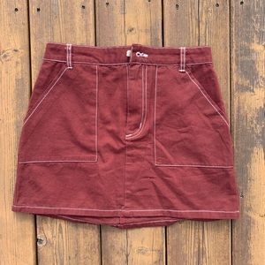 Burgundy skirt from Hollywood boutique